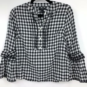 J Crew 0 Petite blouse embroidered bell sleeve